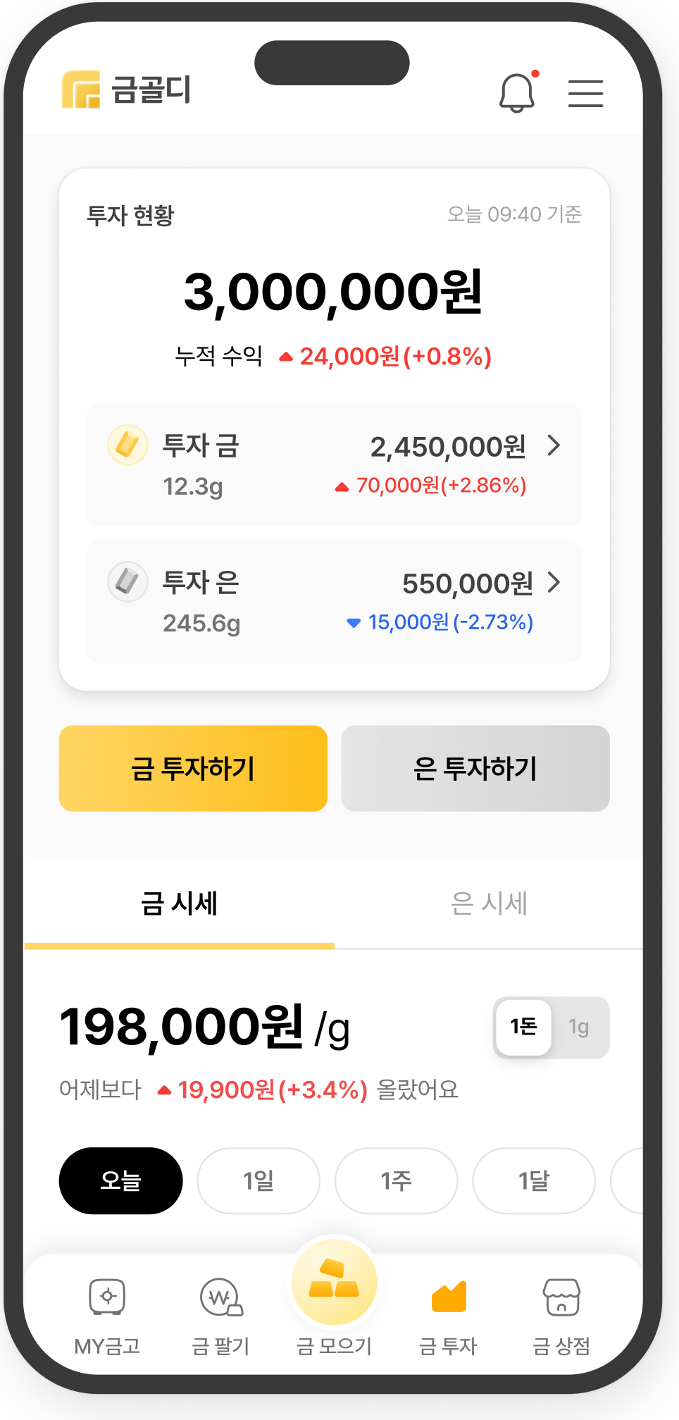 금 투자 앱 화면